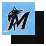 Miami Marlins Team Carpet Tiles - 45 Sq Ft. With Logo on Teal