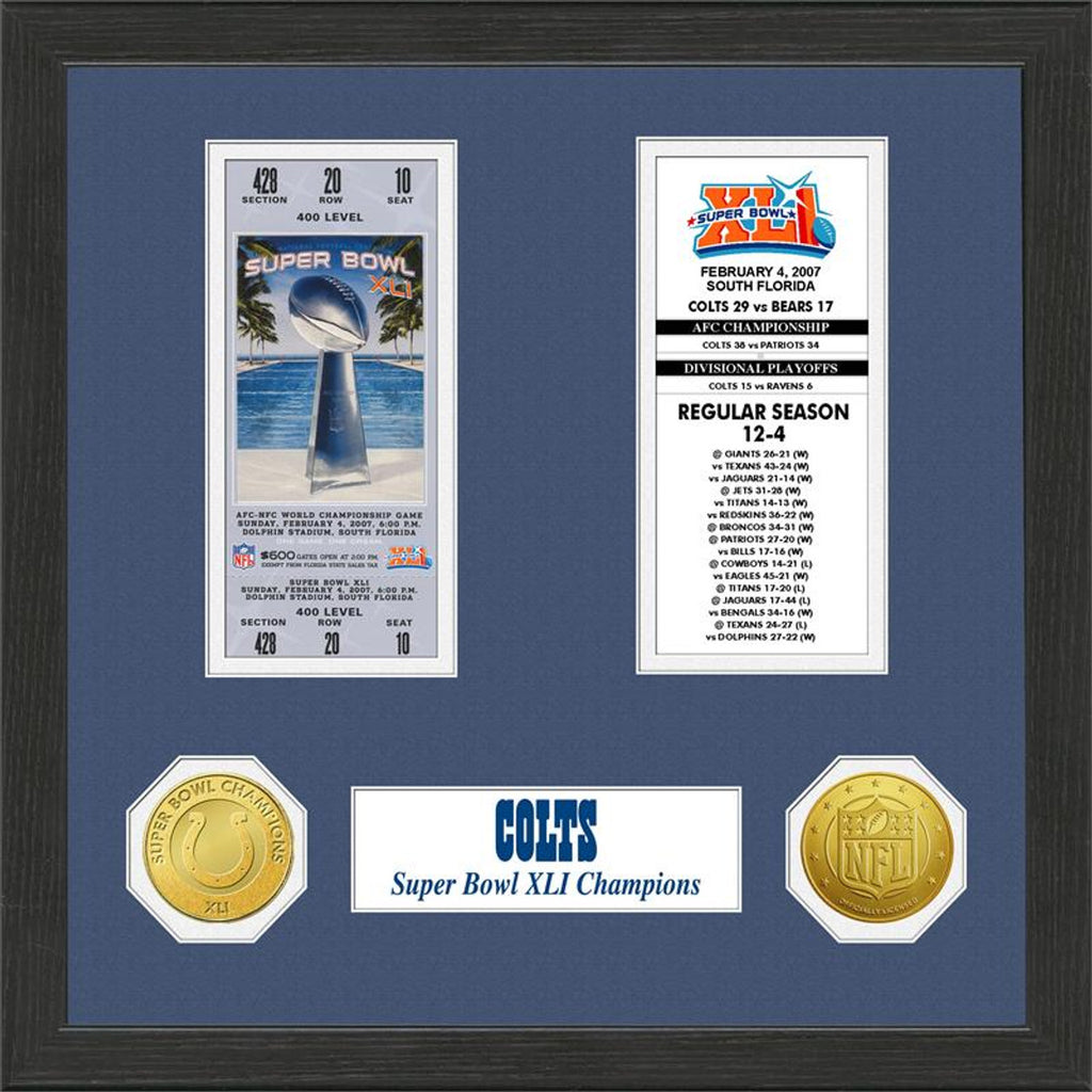 Indianapolis Colts Super Bowl Ticket Collection Plaque