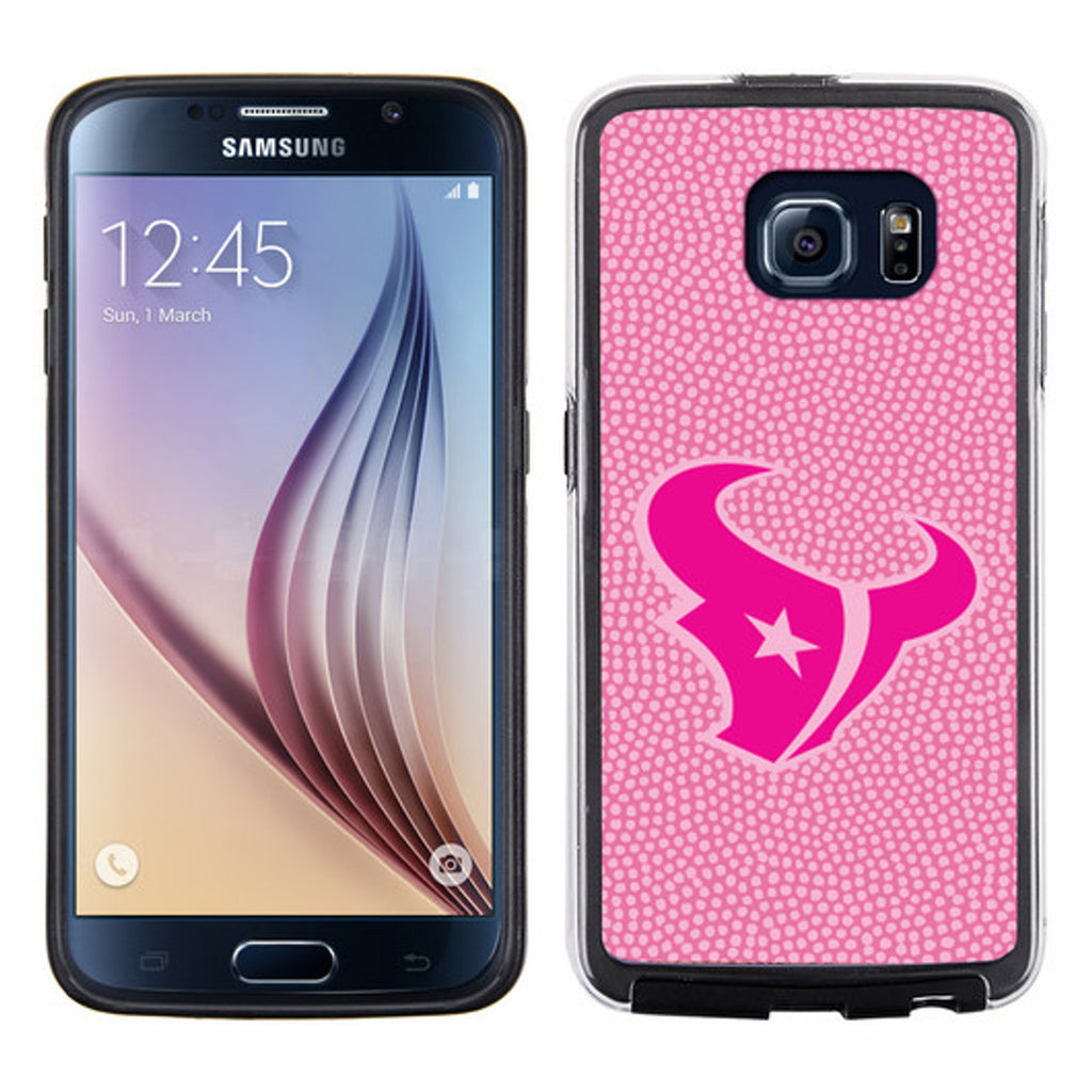 Houston Texans Phone Case Pink Football Pebble Grain Feel Samsung Galaxy S6 CO