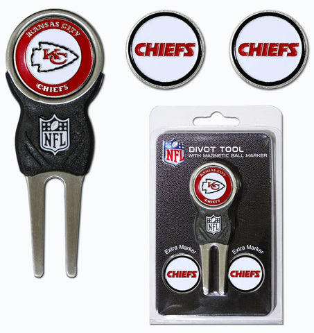 Kansas City Chiefs Golf Divot Tool with 3 Markers - Special Order