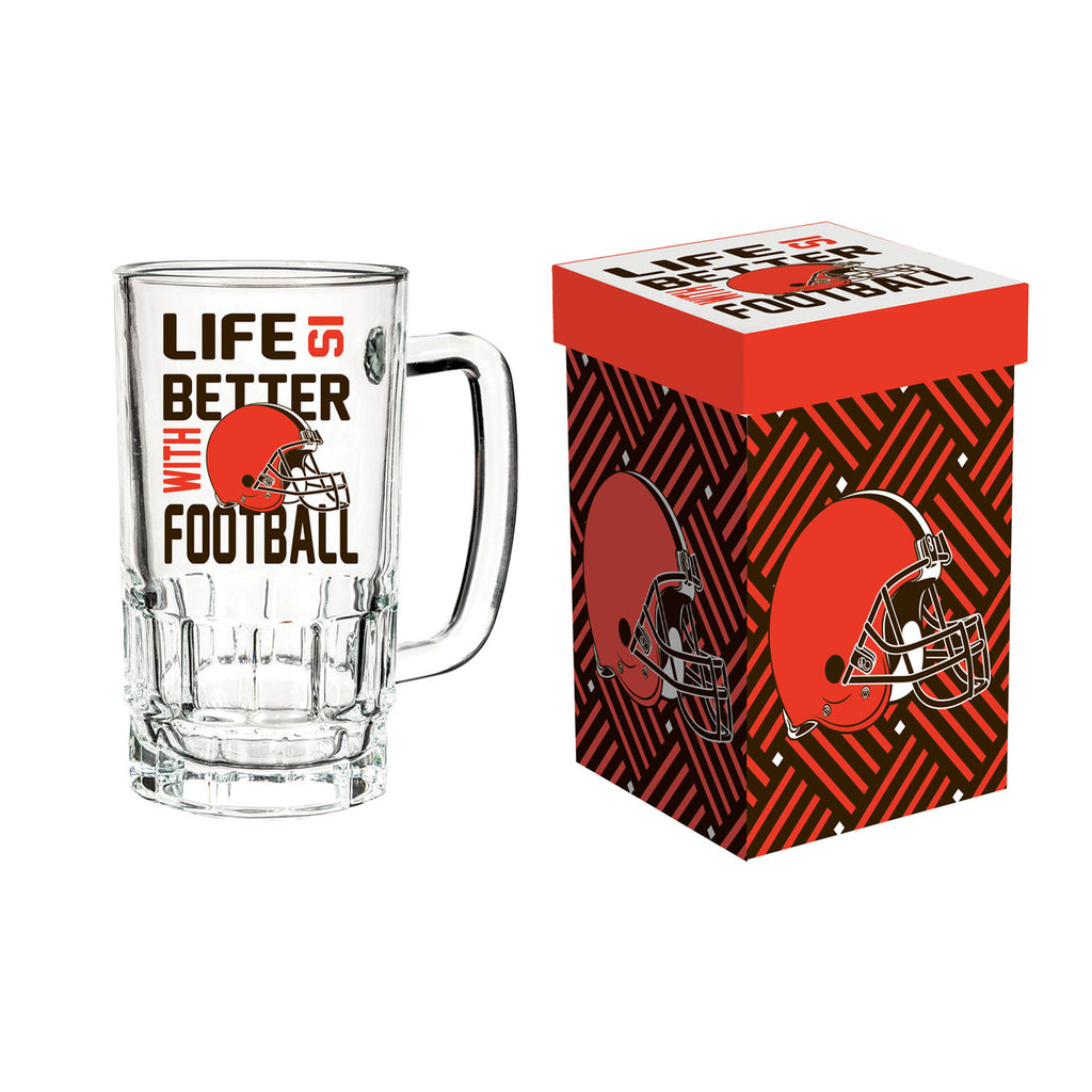 Cleveland Browns Glass 18oz Tankard Boxed