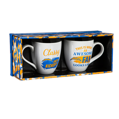 Los Angeles Chargers Coffee Mug 17oz Ceramic 2 Piece Set with Gift Box