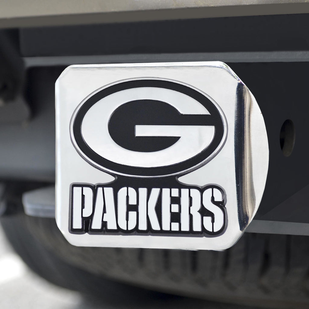 Green Bay Packers Hitch Cover Chrome Emblem on Chrome - Special Order