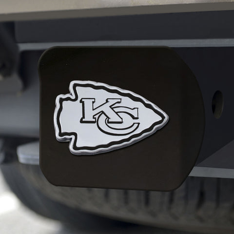 Kansas City Chiefs Hitch Cover Chrome Emblem on Black - Special Order