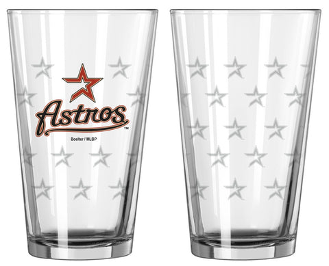 Houston Astros Satin Etch Pint Glass Set