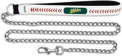 Oakland Athletics Pet Leash Leather Chain Baseball Size Medium