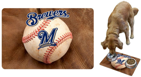 Milwaukee Brewers Pet Bowl Mat Classic Baseball Size Large