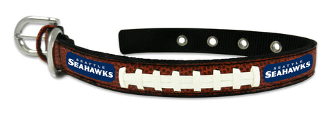 Seattle Seahawks Pet Collar Leather Classic Football Size Small CO