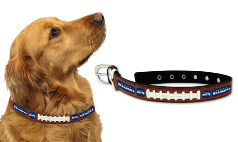 Seattle Seahawks Pet Collar Leather Classic Football Size Medium CO