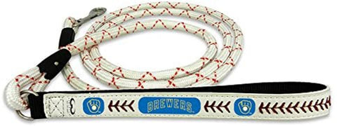 Milwaukee Brewers Retro Baseball Leather Leash - M