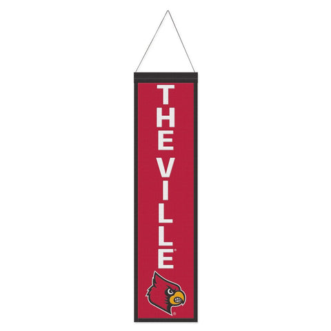 Louisville Cardinals Banner Wool 8x32 Heritage Slogan Design - Special Order