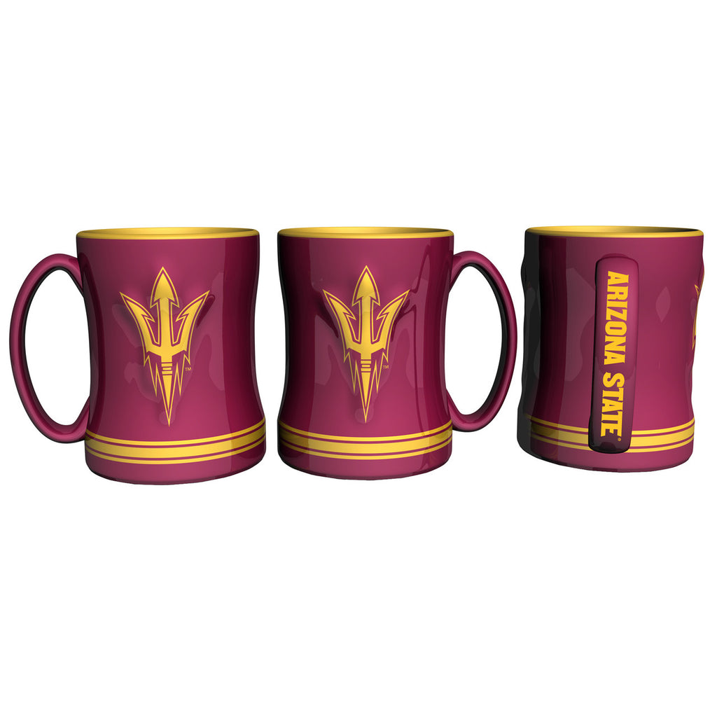 Arizona State Sun Devils Coffee Mug 14oz Sculpted Relief Team Color