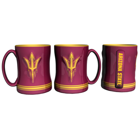 Arizona State Sun Devils Coffee Mug 14oz Sculpted Relief Team Color