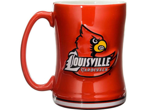 Louisville Cardinals Coffee Mug 14oz Sculpted Relief Team Color