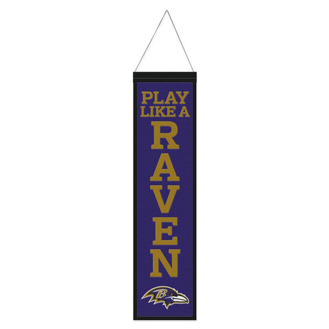 Baltimore Ravens Banner Wool 8x32 Heritage Slogan Design - Special Order