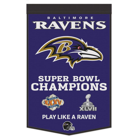 Baltimore Ravens Banner Wool 24x38 Dynasty Champ Design