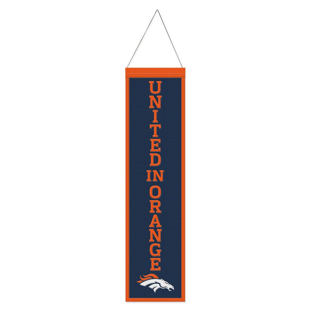 Denver Broncos Banner Wool 8x32 Heritage Slogan Design - Special Order