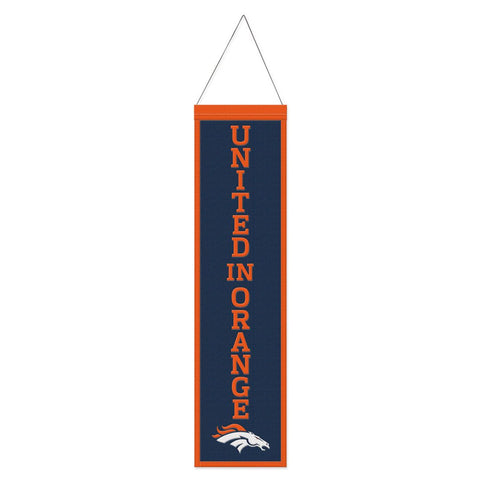 Denver Broncos Banner Wool 8x32 Heritage Slogan Design - Special Order