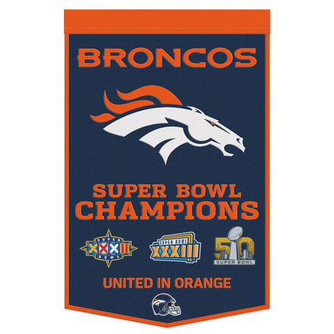 Denver Broncos Banner Wool 24x38 Dynasty Champ Design