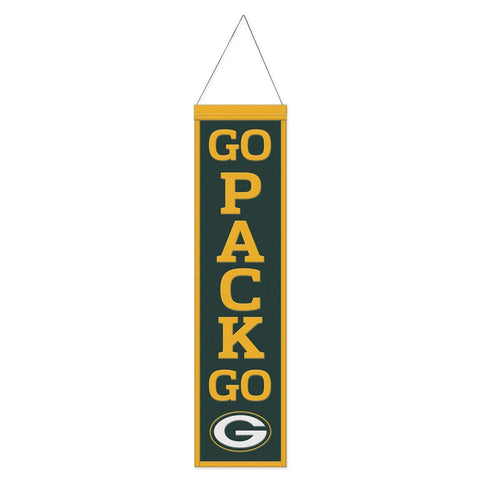 Green Bay Packers Banner Wool 8x32 Heritage Slogan Design - Special Order
