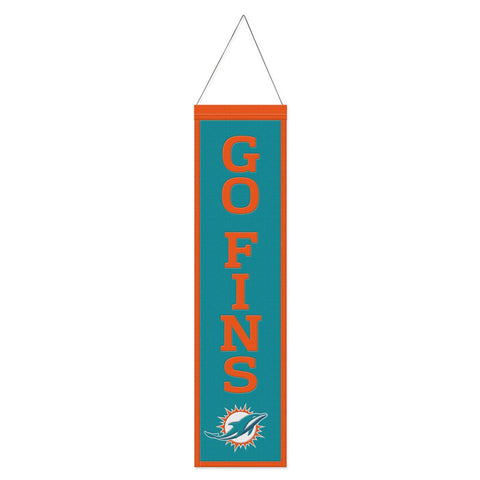 Miami Dolphins Banner Wool 8x32 Heritage Slogan Design - Special Order