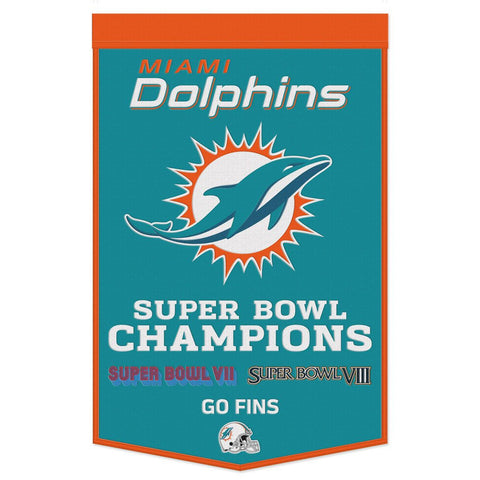 Miami Dolphins Banner Wool 24x38 Dynasty Champ Design