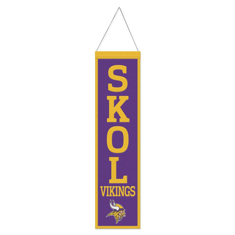 Minnesota Vikings Banner Wool 8x32 Heritage Slogan Design - Special Order