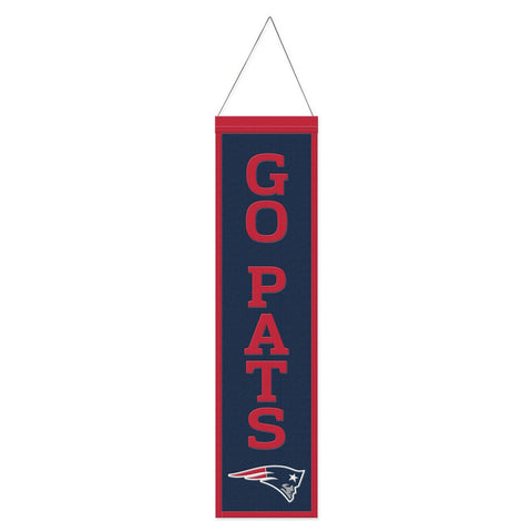 New England Patriots Banner Wool 8x32 Heritage Slogan Design - Special Order