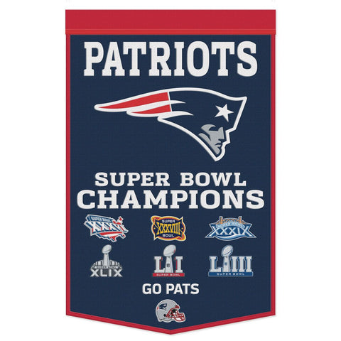 New England Patriots Banner Wool 24x38 Dynasty Champ Design