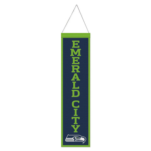 Seattle Seahawks Banner Wool 8x32 Heritage Slogan Design - Special Order