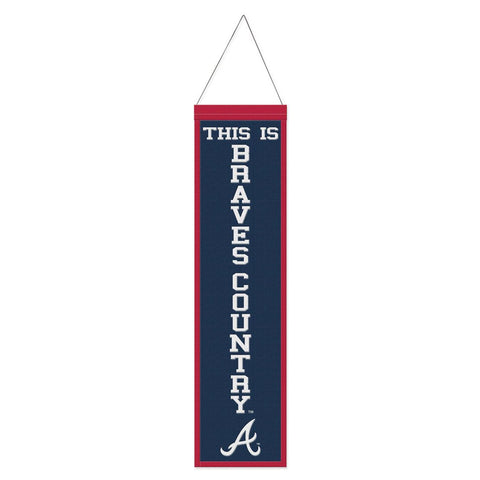 Atlanta Braves Banner Wool 8x32 Heritage Slogan Design - Special Order