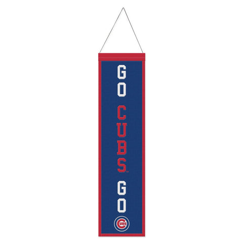Chicago Cubs Banner Wool 8x32 Heritage Slogan Design - Special Order