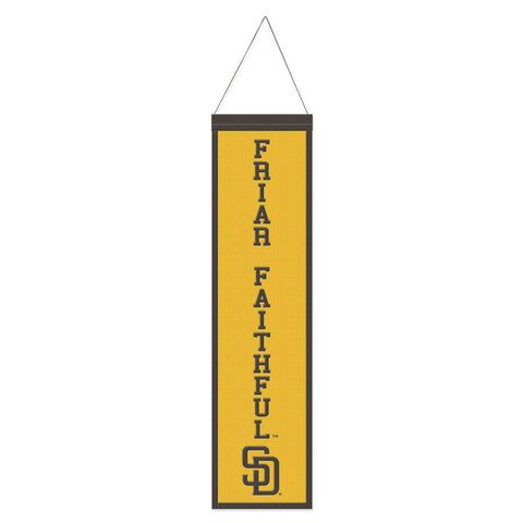 San Diego Padres Banner Wool 8x32 Heritage Slogan Design - Special Order