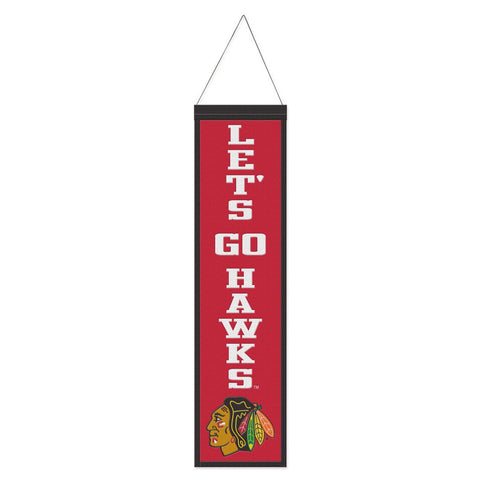 Chicago Blackhawks Banner Wool 8x32 Heritage Slogan Design - Special Order