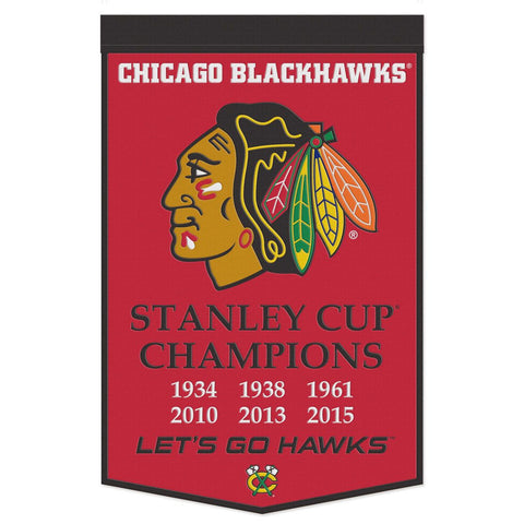 Chicago Blackhawks Banner Wool 24x38 Dynasty Champ Design
