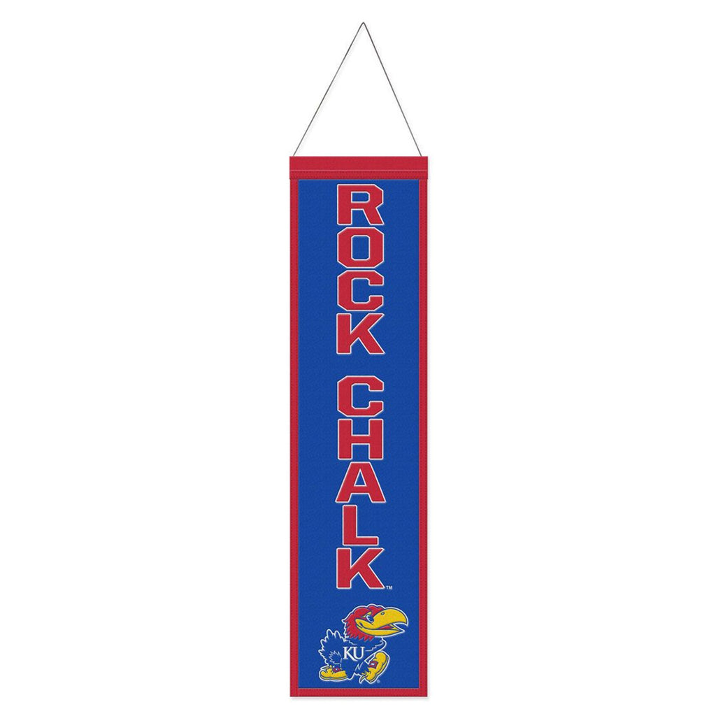 Kansas Jayhawks Banner Wool 8x32 Heritage Slogan Design - Special Order