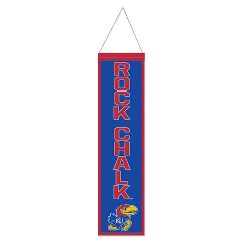 Kansas Jayhawks Banner Wool 8x32 Heritage Slogan Design - Special Order