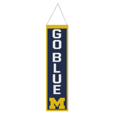 Michigan Wolverines Banner Wool 8x32 Heritage Slogan Design - Special Order