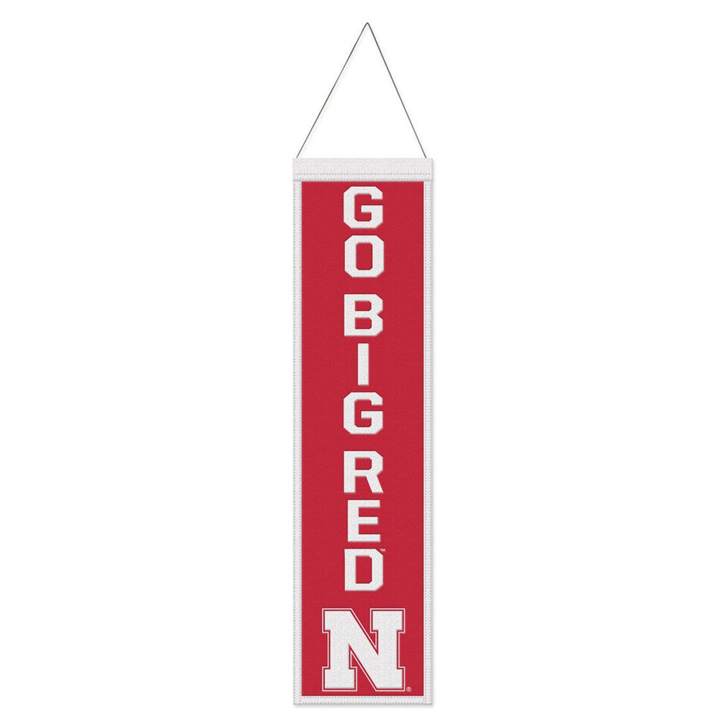 Nebraska Cornhuskers Banner Wool 8x32 Heritage Slogan Design - Special Order