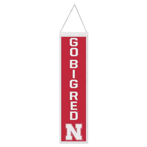 Nebraska Cornhuskers Banner Wool 8x32 Heritage Slogan Design - Special Order