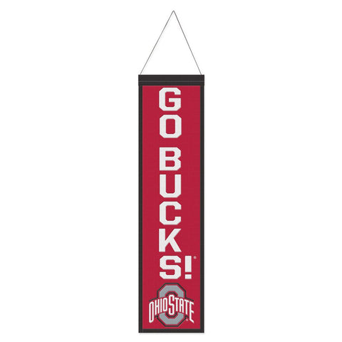 Ohio State Buckeyes Banner Wool 8x32 Heritage Slogan Design - Special Order