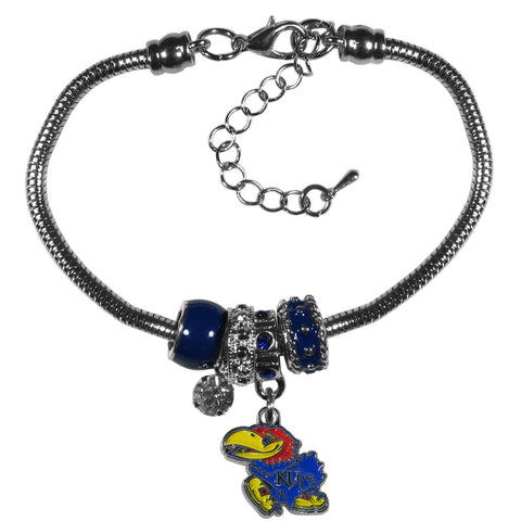 Kansas Jayhawks Bracelet Euro Bead Style