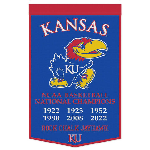Kansas Jayhawks Banner Wool 24x38 Dynasty Champ Design Basketball