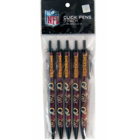 Washington Redskins Pens Click Style 5 Pack