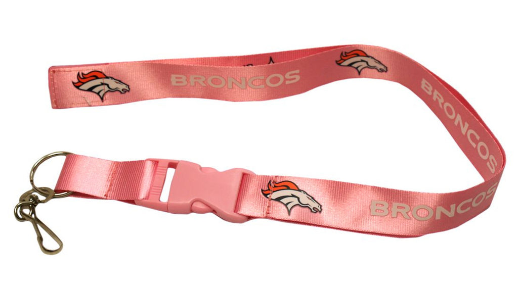 Denver Broncos Lanyard - Breakaway with Key Ring - Pink - Special Order