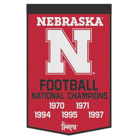Nebraska Cornhuskers Banner Wool 24x38 Dynasty Champ Design Football