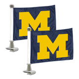 Michigan Wolverines Ambassador Car Flags - 2 Pack Mini Auto Flags, 4in X 6in