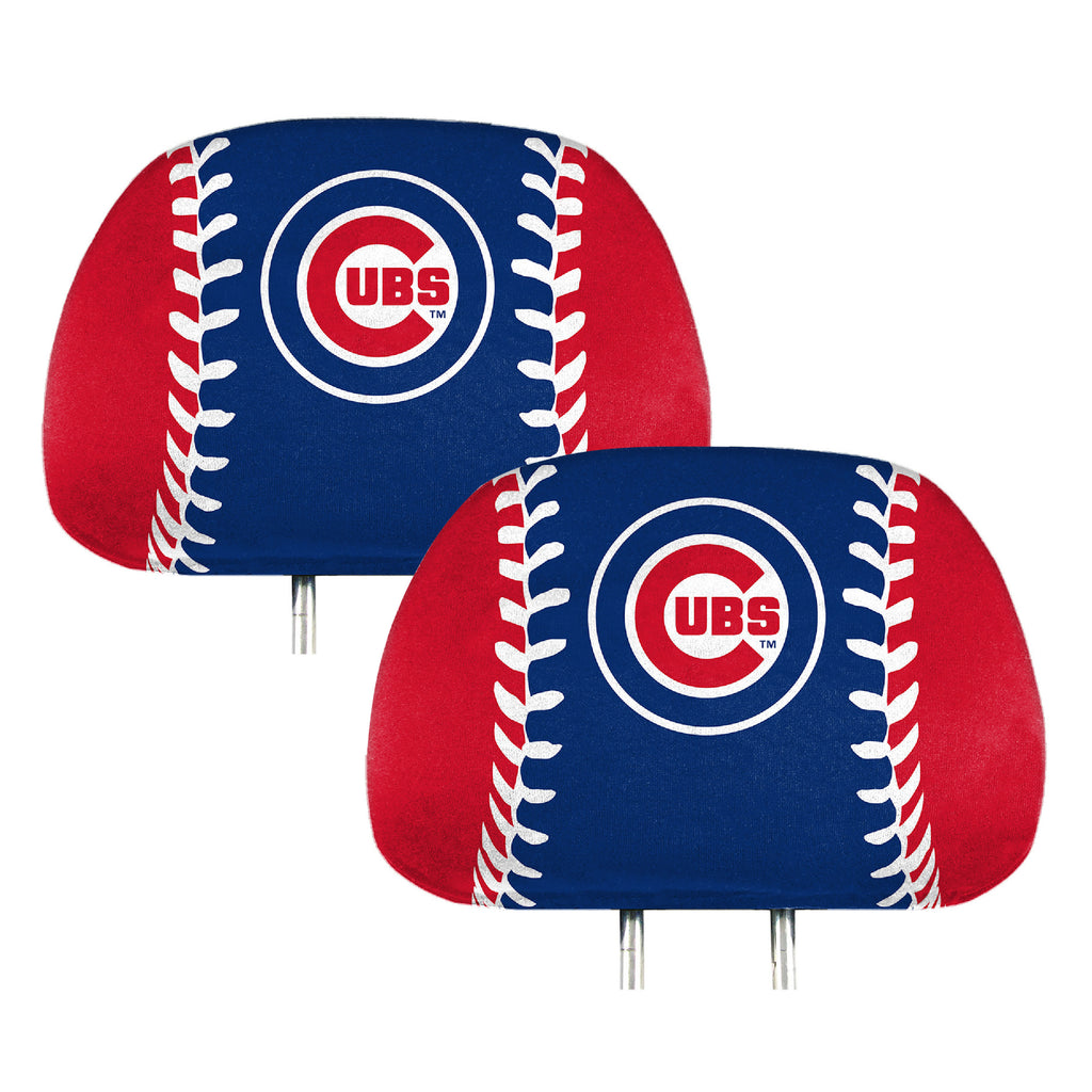 Chicago Cubs Printed Head Rest Cover Set - 2 Pieces