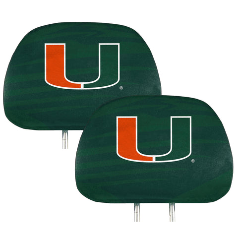 Miami Hurricanes Printed Head Rest Cover Set - 2 Pieces