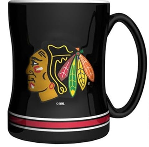 Chicago Blackhawks Coffee Mug 14oz Sculpted Relief Team Color